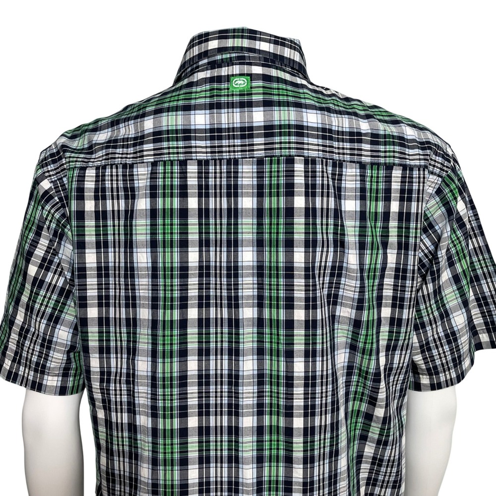Ecko Unltd Y2K Mens Classic Material Large Plaid Button Down Shirt Short Sleeve - Picture 4 of 10